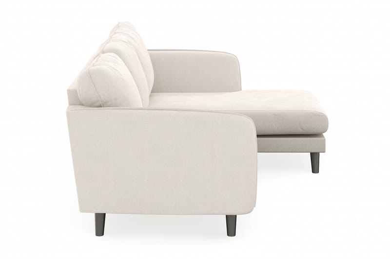 Trend Lyx 3-sits Högervänd L-formad Divansoffa i Sammet - Krämvit - Möbler - Soffa - Divansoffor & schäslongsoffa