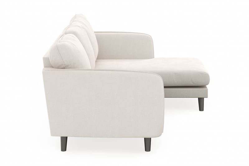 Trend Lyx 3-sits Högervänd L-formad Divansoffa i Sammet - Krämvit - Möbler - Soffa - Divansoffor & schäslongsoffa - 4 sits soffa med divan