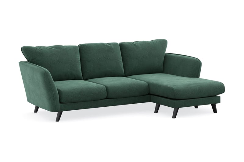 Trend Lyx 3-sits Högervänd L-formad Divansoffa i Sammet - Mörkgrön - Möbler - Soffa - Divansoffor & schäslongsoffa - 4 sits soffa med divan