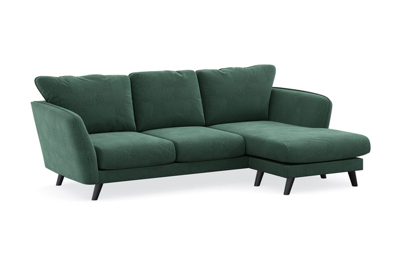 Trend Lyx 3-sits Högervänd L-formad Divansoffa i Sammet - Mörkgrön - Möbler - Soffa - Divansoffor & schäslongsoffa