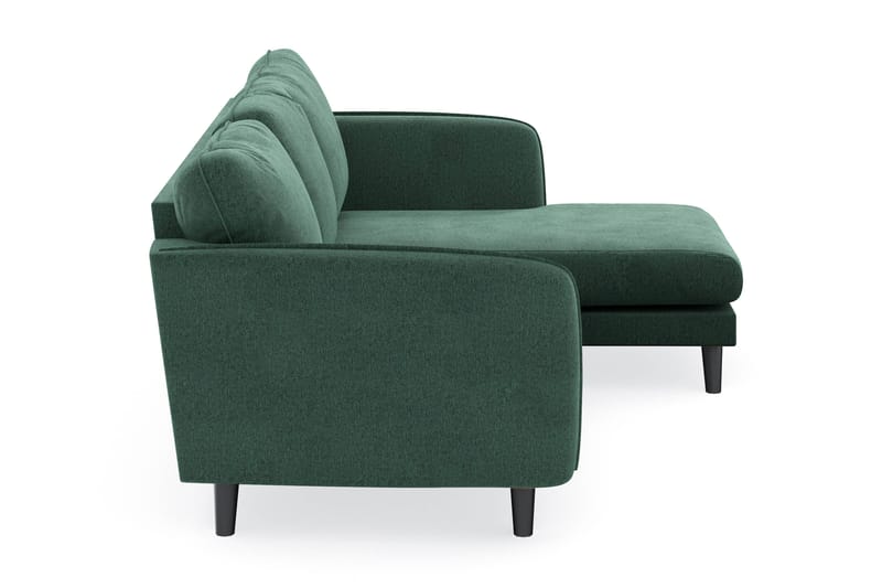 Trend Lyx 3-sits Högervänd L-formad Divansoffa i Sammet - Mörkgrön - Möbler - Soffa - Divansoffor & schäslongsoffa - 4 sits soffa med divan