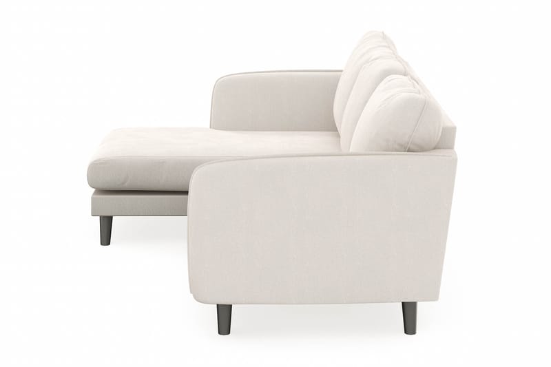 Trend Lyx 3-sits Vänstervänd L-formad Divansoffa i Sammet - Krämvit - Möbler - Soffa - Divansoffor & schäslongsoffa