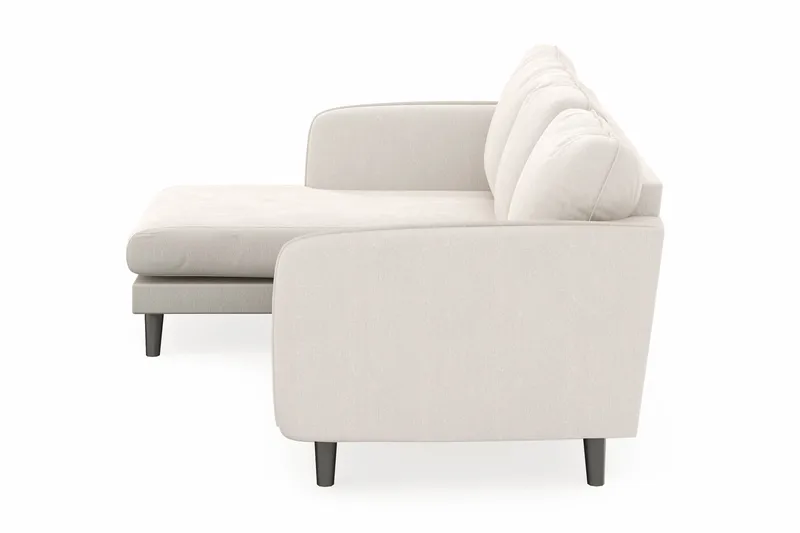 Trend Lyx 3-sits Vänstervänd L-formad Divansoffa i Sammet - Krämvit - Möbler - Soffa - Divansoffor & schäslongsoffa - 4 sits soffa med divan