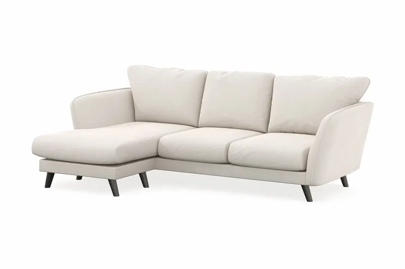 Trend Lyx 3-sits Vänstervänd L-formad Divansoffa i Sammet - Krämvit - Möbler - Soffa - Divansoffor & schäslongsoffa - 4 sits soffa med divan