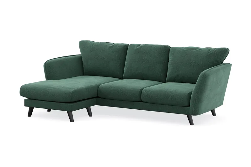 Trend Lyx 3-sits Vänstervänd L-formad Divansoffa i Sammet - Mörkgrön - Möbler - Soffa - Divansoffor & schäslongsoffa - 4 sits soffa med divan
