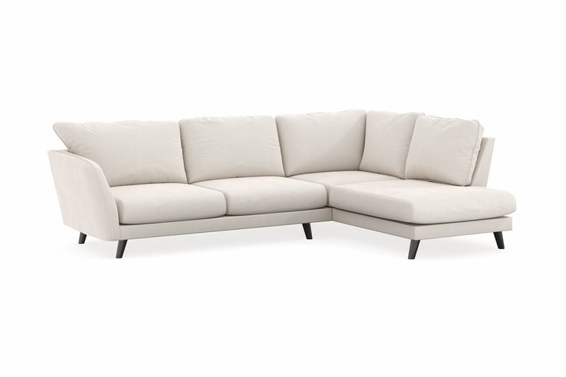 Trend Lyx 4-sits Högervänd L-formad Schäslongsoffa i Sammet - Krämvit - Möbler - Soffa - Divansoffor & schäslongsoffa