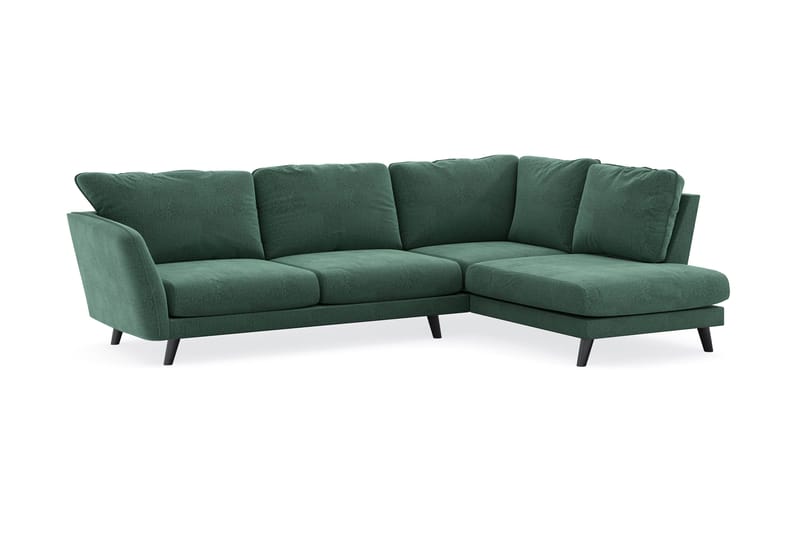 Trend Lyx 4-sits Högervänd L-formad Schäslongsoffa i Sammet - Mörkgrön - Möbler - Soffa - Divansoffor & schäslongsoffa - 4 sits soffa med divan