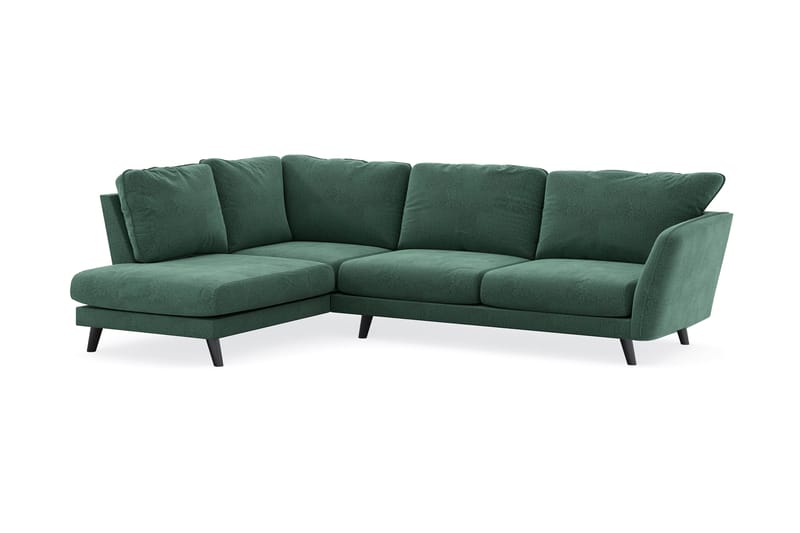 Trend Lyx 4-sits Vänstervänd L-formad Schäslongsoffa i Sammet - Mörkgrön - Möbler - Soffa - Divansoffor & schäslongsoffa