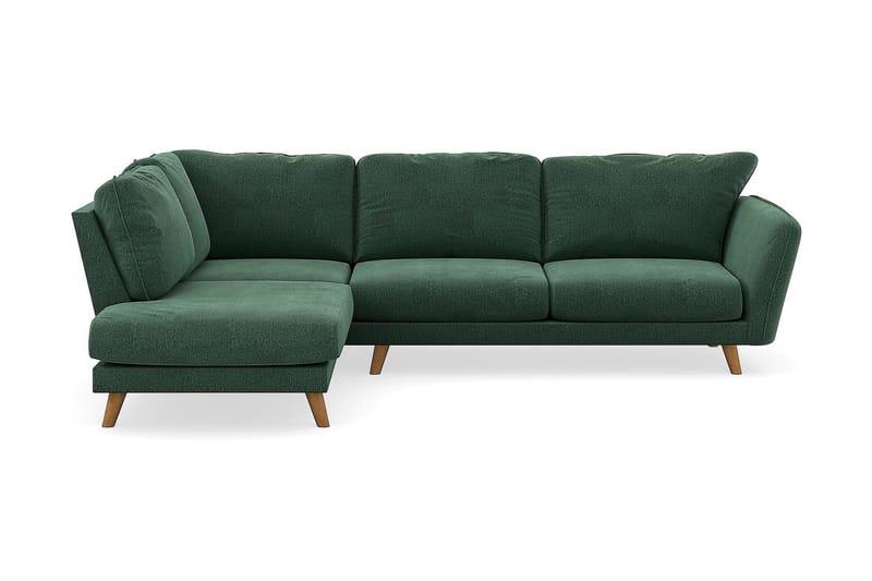 Trend Lyx 4-sits Vänstervänd L-formad Schäslongsoffa i Sammet, Mörkgrön