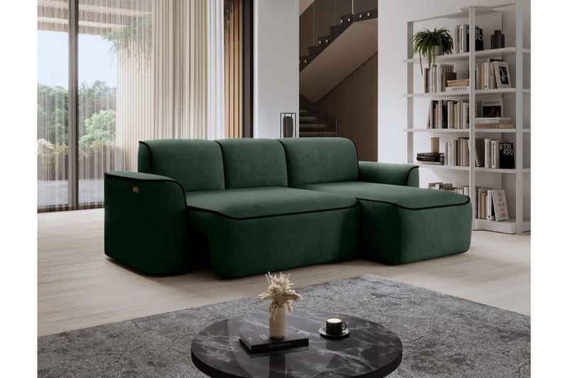 Ume 4-sits Soffa med Divan - Grön - Möbler - Soffa - Divansoffor & schäslongsoffa - 4 sits soffa med divan