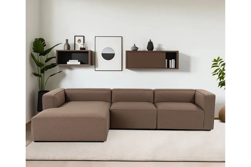 Abbas 4-sits Soffa med Divan - Brun - Möbler - Soffa - Divansoffor & schäslongsoffa