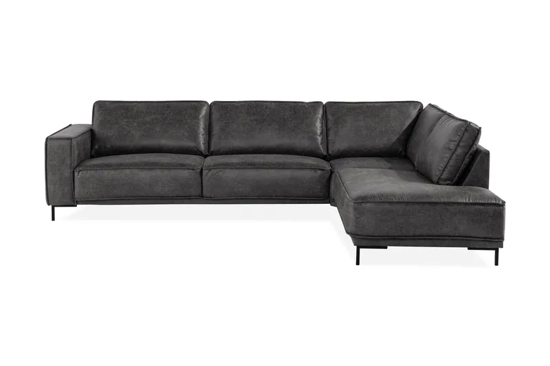 Akron 2,5-sits Soffa med Schäslong Höger Bondedläder - Mörkgrå - Möbler - Soffa - Divansoffor & schäslongsoffa