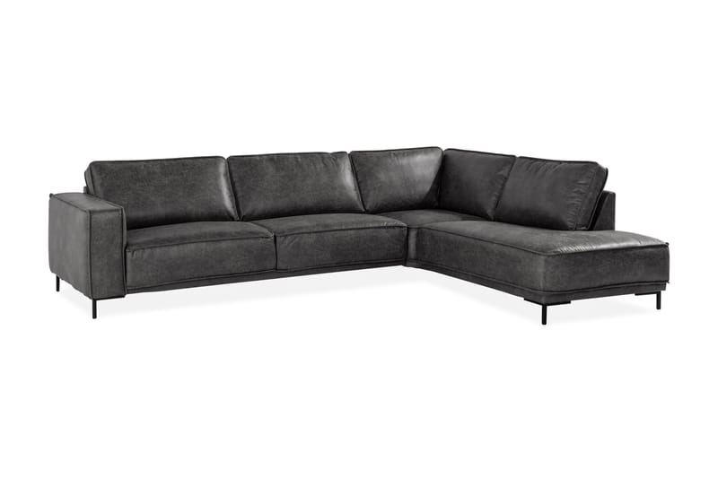 Akron 2,5-sits Soffa med Schäslong Höger Bondedläder - Mörkgrå - Möbler - Soffa - Divansoffor & schäslongsoffa