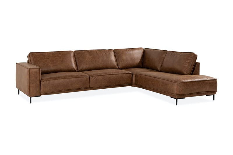 Akron 2,5-sits Soffa med Schäslong Vänster Bondedläder - Brun - Möbler - Soffa - Divansoffor & schäslongsoffa