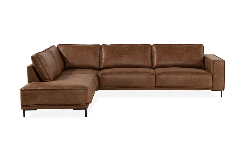 Akron 2,5-sits Soffa med Schäslong Vänster Bondedläder - Brun - Möbler - Soffa - Divansoffor & schäslongsoffa