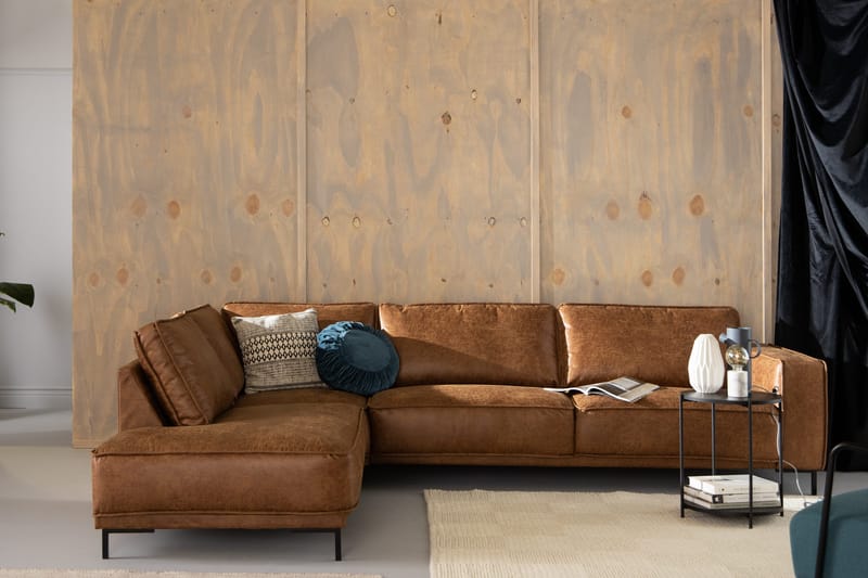 Akron 2,5-sits Soffa med Schäslong Vänster Bondedläder - Brun - Möbler - Soffa - Divansoffor & schäslongsoffa