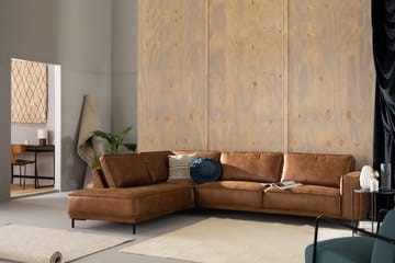 Akron 2,5-sits Soffa med Schäslong Vänster Bondedläder - Brun - Möbler - Soffa - Divansoffor & schäslongsoffa