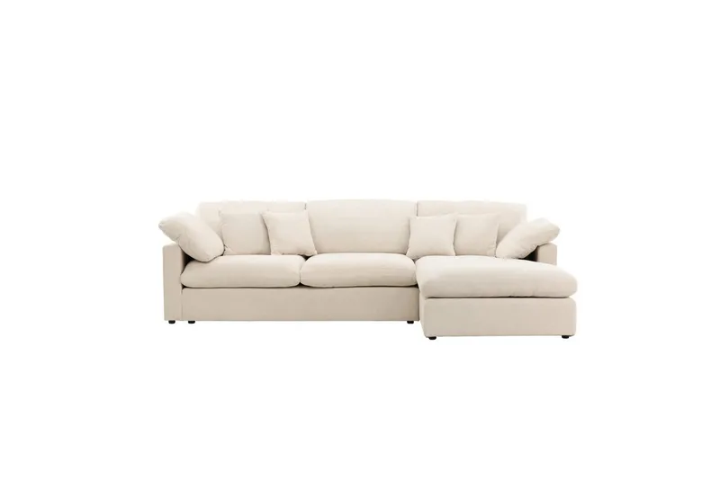 Amalfi Vänstervänd L-formad Hörnsoffa med Divan 297 cm i Tyg, Beige