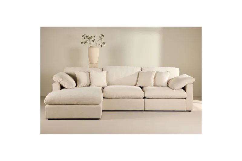 Amalfi Vänstervänd L-formad Hörnsoffa med Divan 297 cm i Tyg - Beige - Möbler - Soffa - Divansoffor & schäslongsoffa