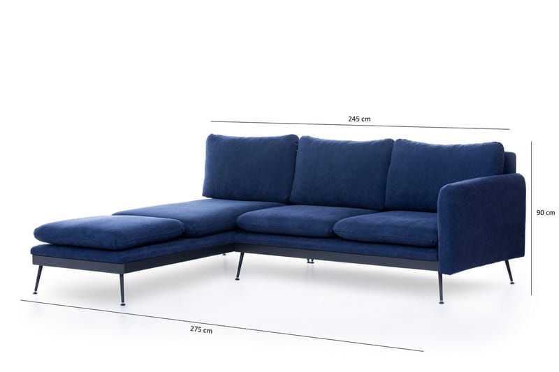 Amoeiro Divansoffa - Blå - Divansoffor & schäslongsoffa - 3 sits soffa med divan