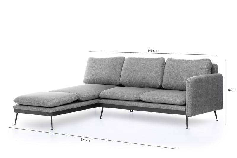 Amoeiro Divansoffa - Grå - Divansoffor & schäslongsoffa - 3 sits soffa med divan