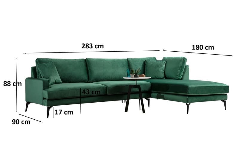 Andary Divansoffa - Grön/Svart - Möbler - Soffa - Divansoffor & schäslongsoffa