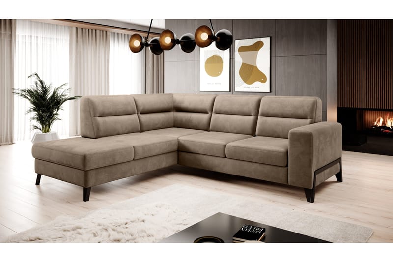 Anglika Soffa m. Schäslong 4-sits, Beige