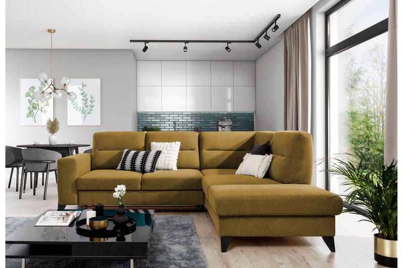 Anglika Soffa m. Schäslong 4-sits - Gul - Möbler - Soffa - Divansoffor & schäslongsoffa