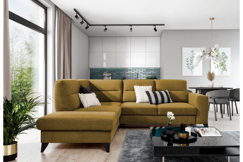 Anglika Soffa m. Schäslong 4-sits - Gul - Möbler - Soffa - Divansoffor & schäslongsoffa