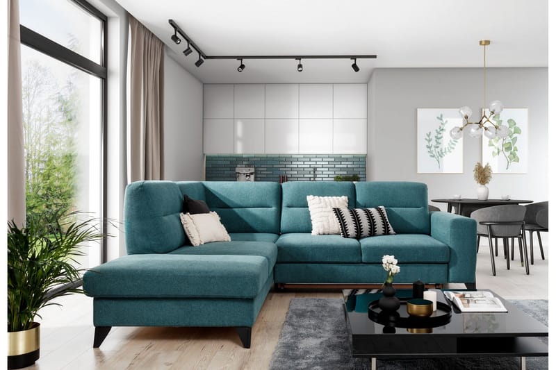 Anglika Soffa m. Schäslong 4-sits - Ljusblå - Möbler - Soffa - Divansoffor & schäslongsoffa