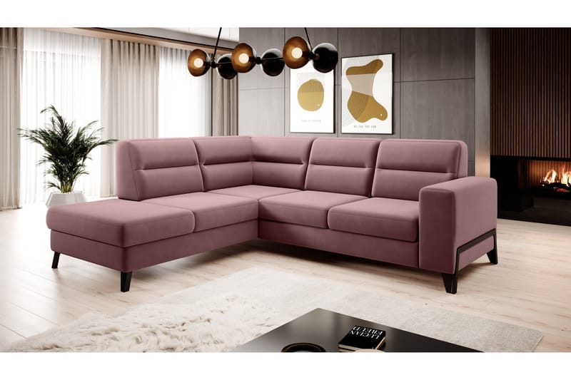 Anglika Soffa m. Schäslong 4-sits - Rosa - Divansoffor & schäslongsoffa - 4 sits soffa med divan - Sammetssoffa