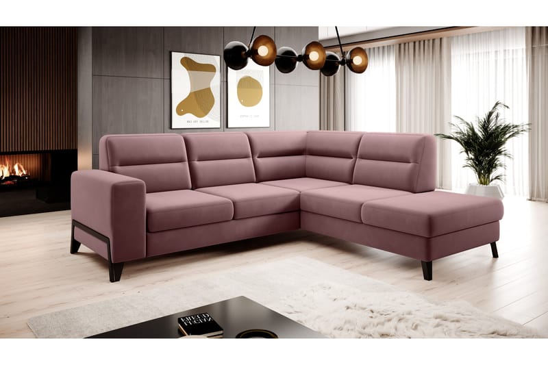 Anglika Soffa m. Schäslong 4-sits - Rosa - Divansoffor & schäslongsoffa - 4 sits soffa med divan - Sammetssoffa