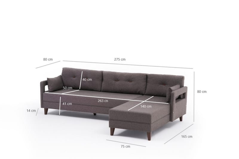 Angola Soffa m. Divan 4-sits - Brun - Divansoffor & schäslongsoffa - 4 sits soffa med divan