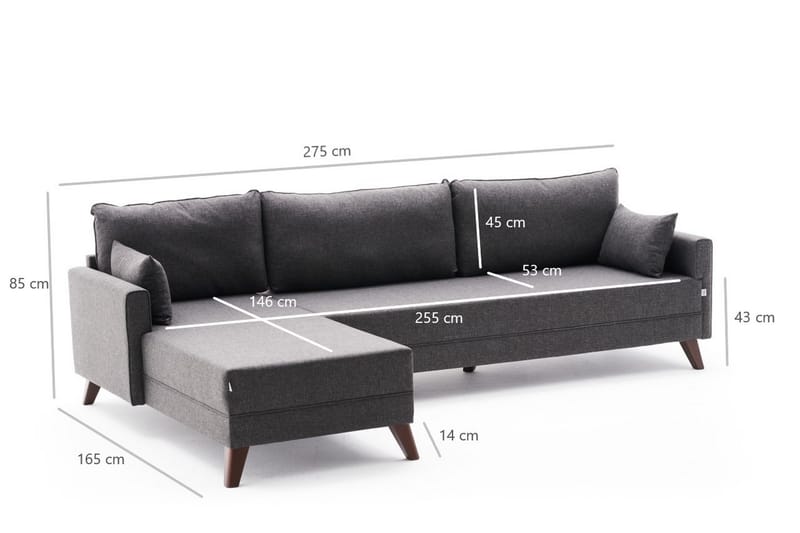 Antigua Divansoffa Vänster - Antracit/Brun - Möbler - Soffa - Divansoffor & schäslongsoffa