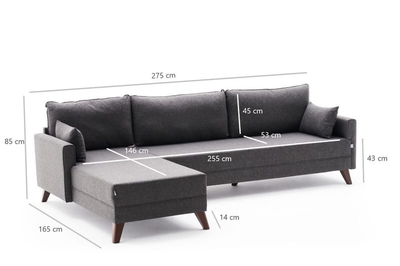 Antigua Divansoffa Vänster - Antracit/Brun - Divansoffor & schäslongsoffa - 4 sits soffa med divan