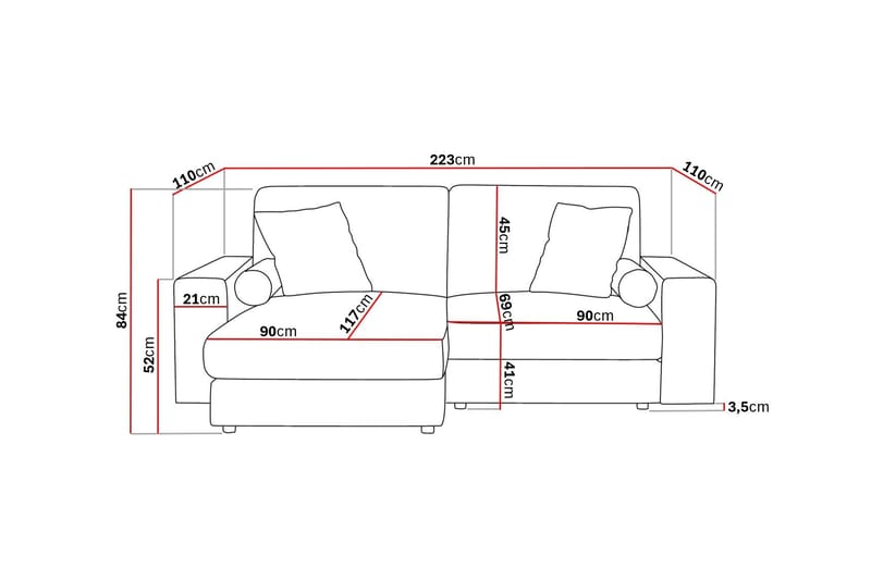 Arken Lyx 3-sits Vändbar L-formad Djup Divansoffa i Manchester - Brun - Möbler - Soffa - Divansoffor & schäslongsoffa