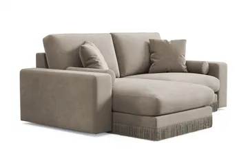 Arken Lyx 3-sits Vändbar L-formad Djup Divansoffa i Sammet - Beige - Möbler - Soffa - Divansoffor & schäslongsoffa
