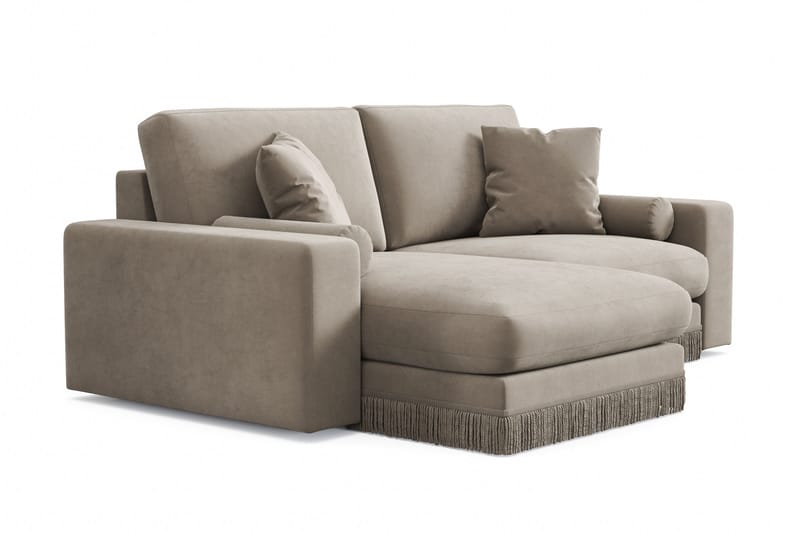 Arken Lyx 3-sits Vändbar L-formad Djup Divansoffa i Sammet - Beige - Möbler - Soffa - Divansoffor & schäslongsoffa