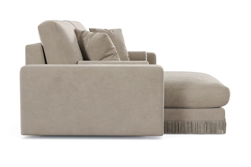 Arken Lyx 3-sits Vändbar L-formad Djup Divansoffa i Sammet - Beige - Möbler - Soffa - Divansoffor & schäslongsoffa