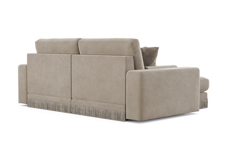 Arken Lyx 3-sits Vändbar L-formad Djup Divansoffa i Sammet - Beige - Möbler - Soffa - Divansoffor & schäslongsoffa
