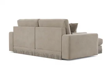 Arken Lyx 3-sits Vändbar L-formad Djup Divansoffa i Sammet - Beige - Möbler - Soffa - Divansoffor & schäslongsoffa
