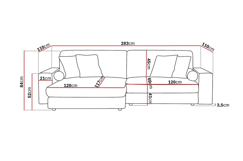 Arken Lyx 4-sits Vändbar L-formad Djup Divansoffa i Manchester - Greige - Möbler - Soffa - Divansoffor & schäslongsoffa