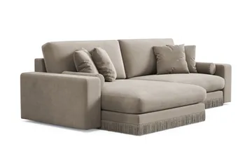 Arken Lyx 4-sits Vändbar L-formad Djup Divansoffa i Sammet - Beige - Möbler - Soffa - Divansoffor & schäslongsoffa
