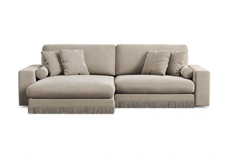 Arken Lyx 4-sits Vändbar L-formad Djup Divansoffa i Sammet - Beige - Möbler - Soffa - Divansoffor & schäslongsoffa