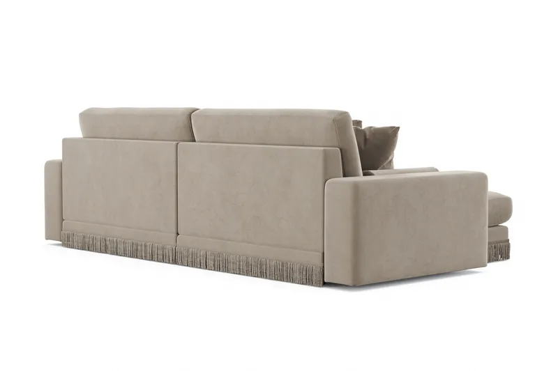 Arken Lyx 4-sits Vändbar L-formad Djup Divansoffa i Sammet - Beige - Möbler - Soffa - Divansoffor & schäslongsoffa