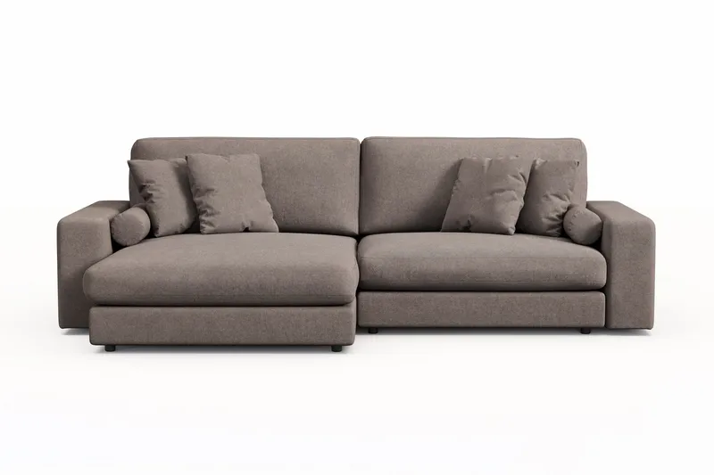 Arken Lyx 4-sits Vändbar L-formad Djup Divansoffa i Tyg, Brun