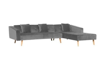 Arrika Hörnsoffa Vänster Sammet - Grå - Möbler - Soffa - Bäddsoffa - Bäddsoffa divan