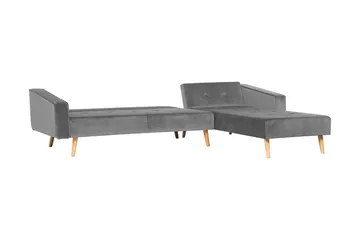 Arrika Hörnsoffa Vänster Sammet - Grå - Möbler - Soffa - Bäddsoffa - Bäddsoffa divan