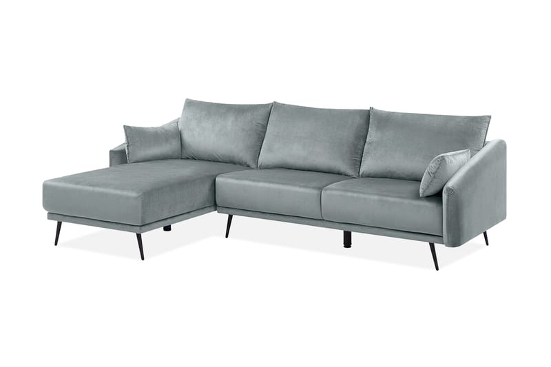 Bartelme Hörnsoffa Höger med LED-Belysning Sammet - Grå - Divansoffor & schäslongsoffa - 3 sits soffa med divan