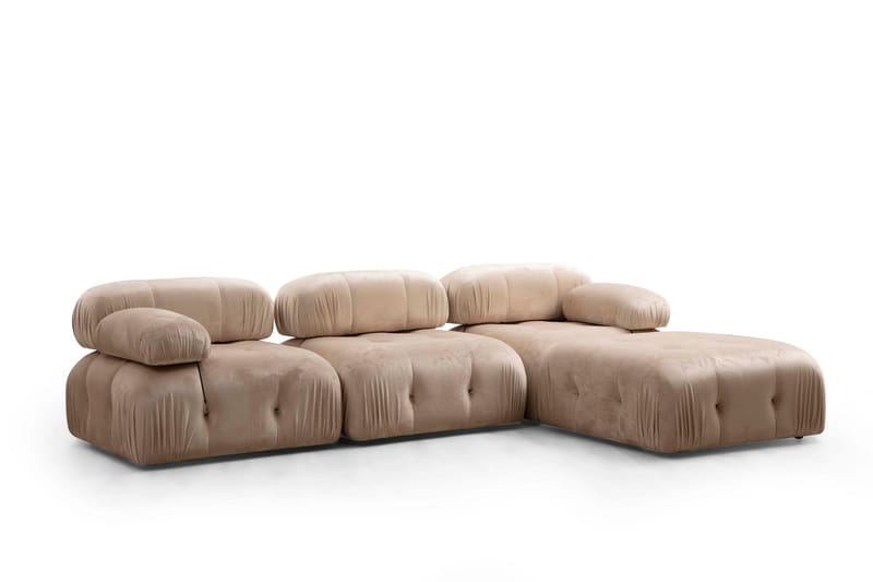 Belgin Bubblig Divansoffa 3-sits 288 cm med fasta armstöd och repdetaljer - Beige - Möbler - Soffa - Divansoffor & schäslongsoffa